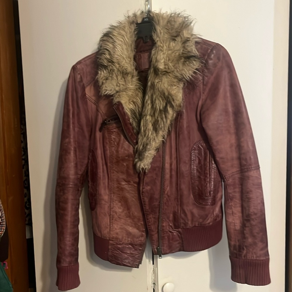 Lived in Bershaka Leather Jacket with Faux fur collar